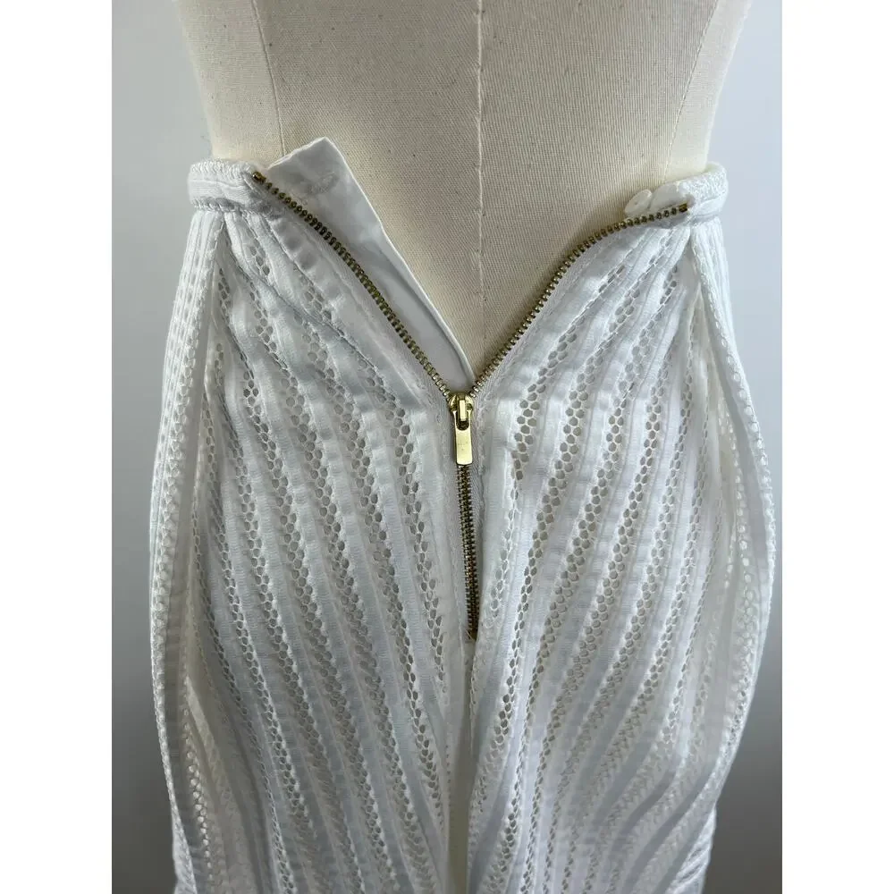 H&M White A-Line Laser Cut Knee Length Women's Skirt Size 2 NEW
